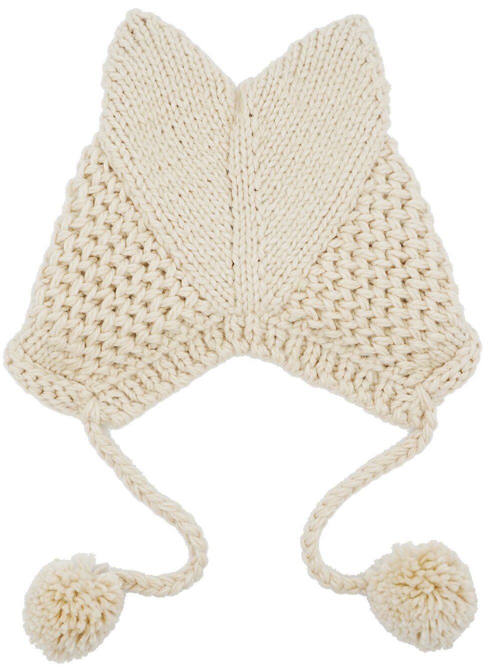 5883 Winter Cute Cat Ears Knit Hat Ear Flap Crochet Beanie Hat,Beige - Picture 6 of 6